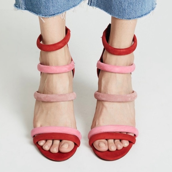 Rebecca Minkoff Red & Pink Block Heel - Picture 2 of 7